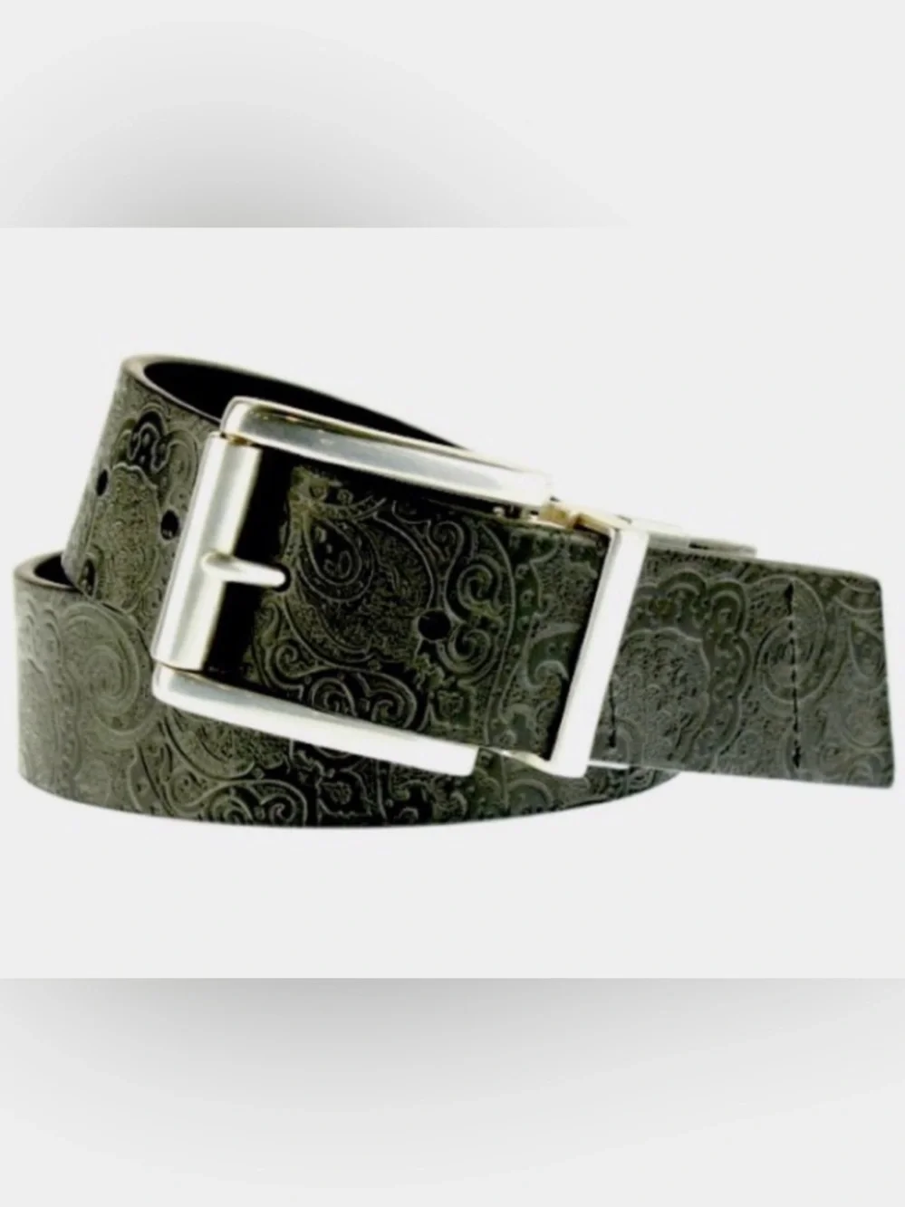 ROBERT GRAHAM Reversible Paisley Embossed Leather Belt‎